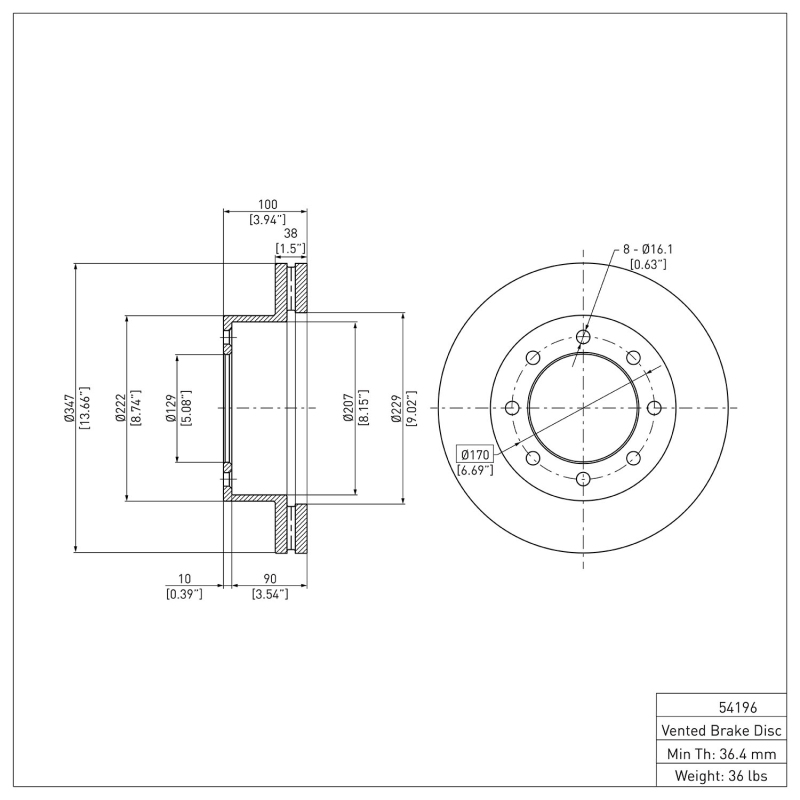 Ford F-450 Super Duty Brake Rotor (1) - Front - R1 Concepts - Plain - `05-`12